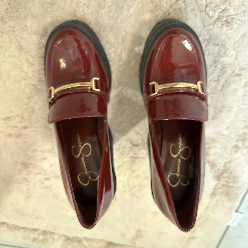 Jessica Simpson Glossy Maroon Loafers